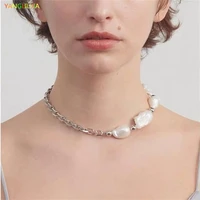 baroque pearls chain necklace european and american style personality fashion chain of clavicle ms girl travel accessories 2022