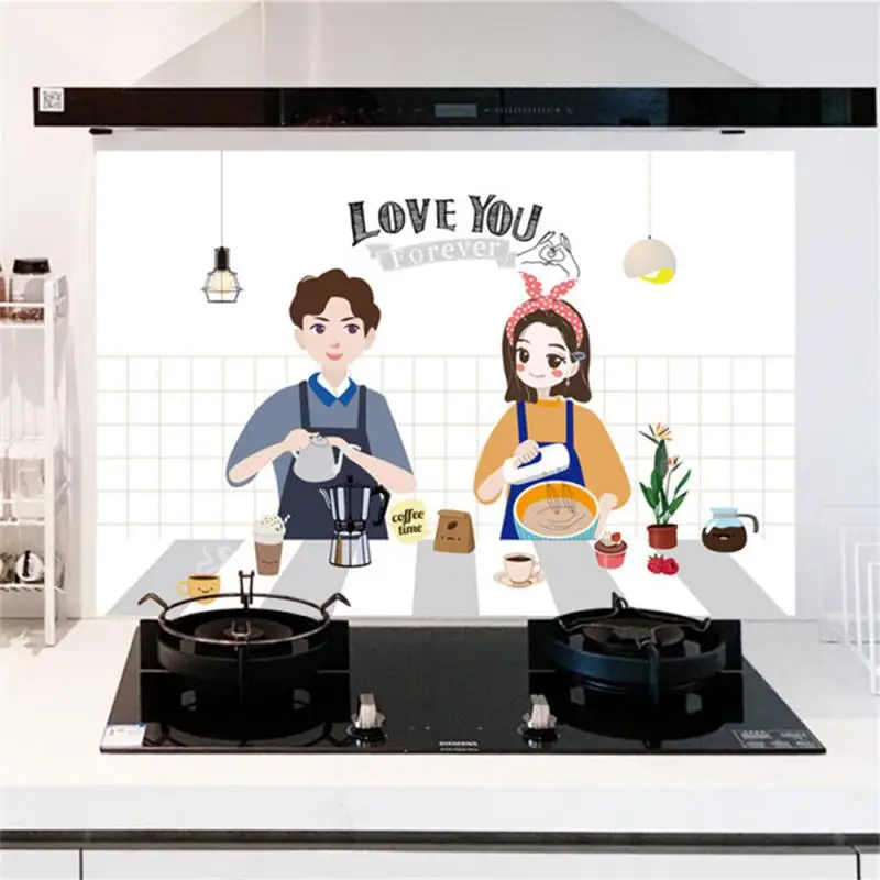 

1pc 60×90cm Kitchen Oil Proof Wall Sticker Heat-resistant Wallpaper Self Adhesive Film Waterproof Paper Home Decoration Supplies