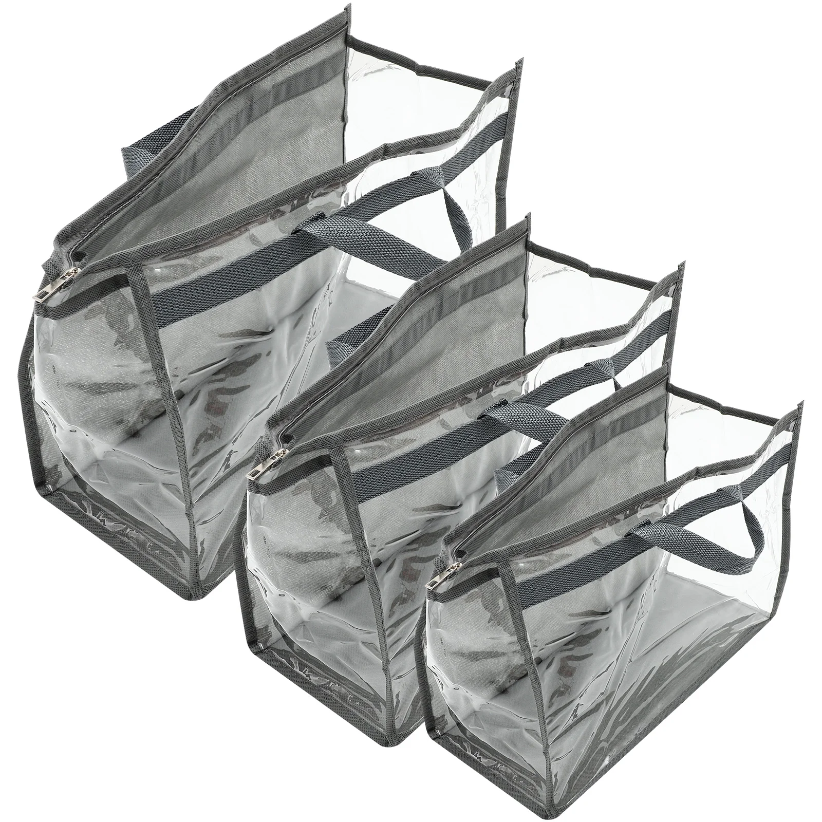 

3 Pcs Bag Dustproof Hanging Handbag Organizers Tote Clear Zippered Storage Bags Closet Purse PVC Pouches Home Supplies
