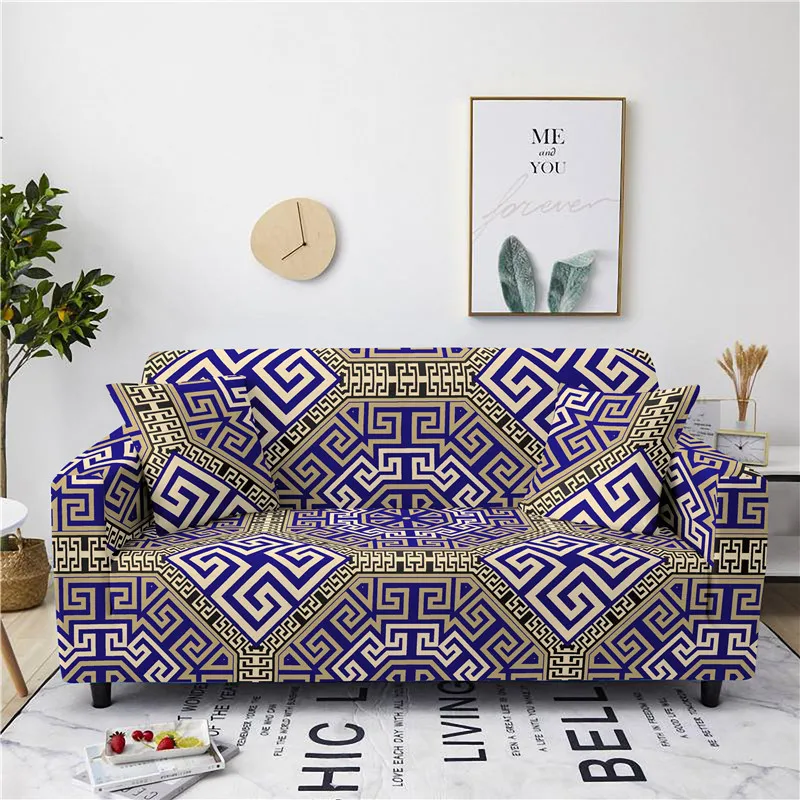 

Home Elastic Sofa Cover Geometric Pattern Spandex Sofa Covers for Living Room All Inclusive Dustproof Cushion Cover 1PC