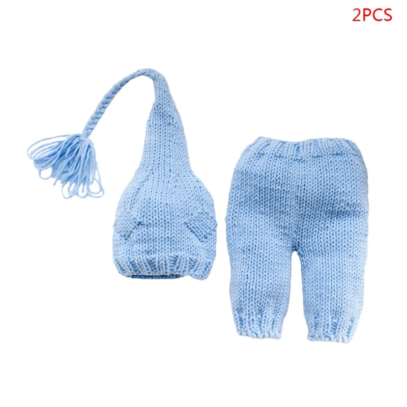 

2 Pcs/set Cute Baby Photo Clothing Suit Hand-woven New Long Tail Pants