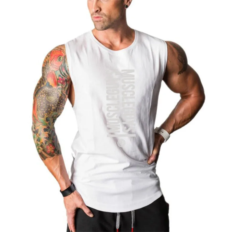 

High Quality Cotton Gym Training Tank Tops Men Fashion Print Casual Sleeveless Cool Feeling Summer Breathable Basketball Jersey