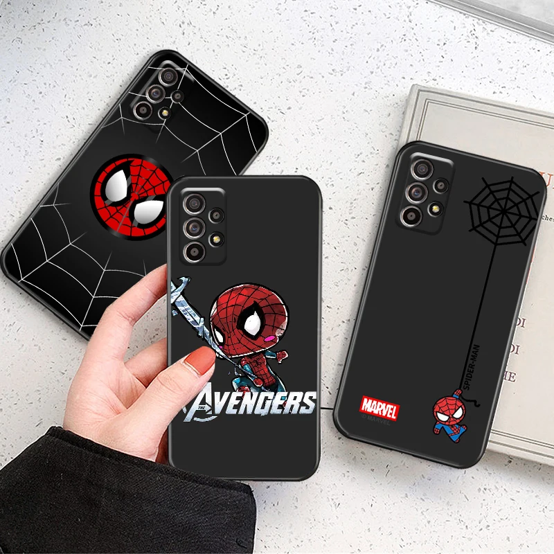 

Marvel Cartoon Spiderman For Samsung Galaxy A72 5G Phone Case Shockproof Shell Back Black Coque Carcasa TPU Soft