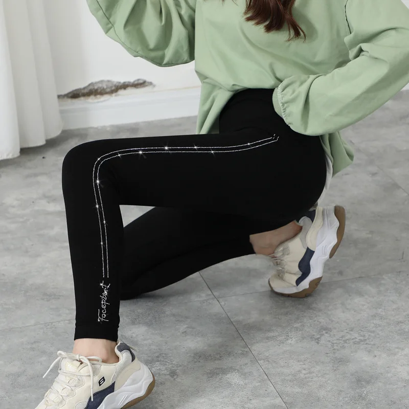 Trendy 2023 Winter Diamond Leggings Women Sexy Fashion Shiny Tights Female Slim Pants Rhinestone Nylon Pants Women's Warm Tights