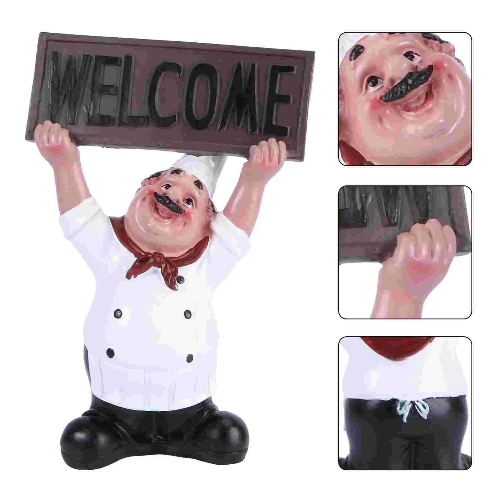 

Chef Welcome Decoration Birthday Gift Decorations Home Shop Café Ornament Statue Resin Hand-held Board Exquisite