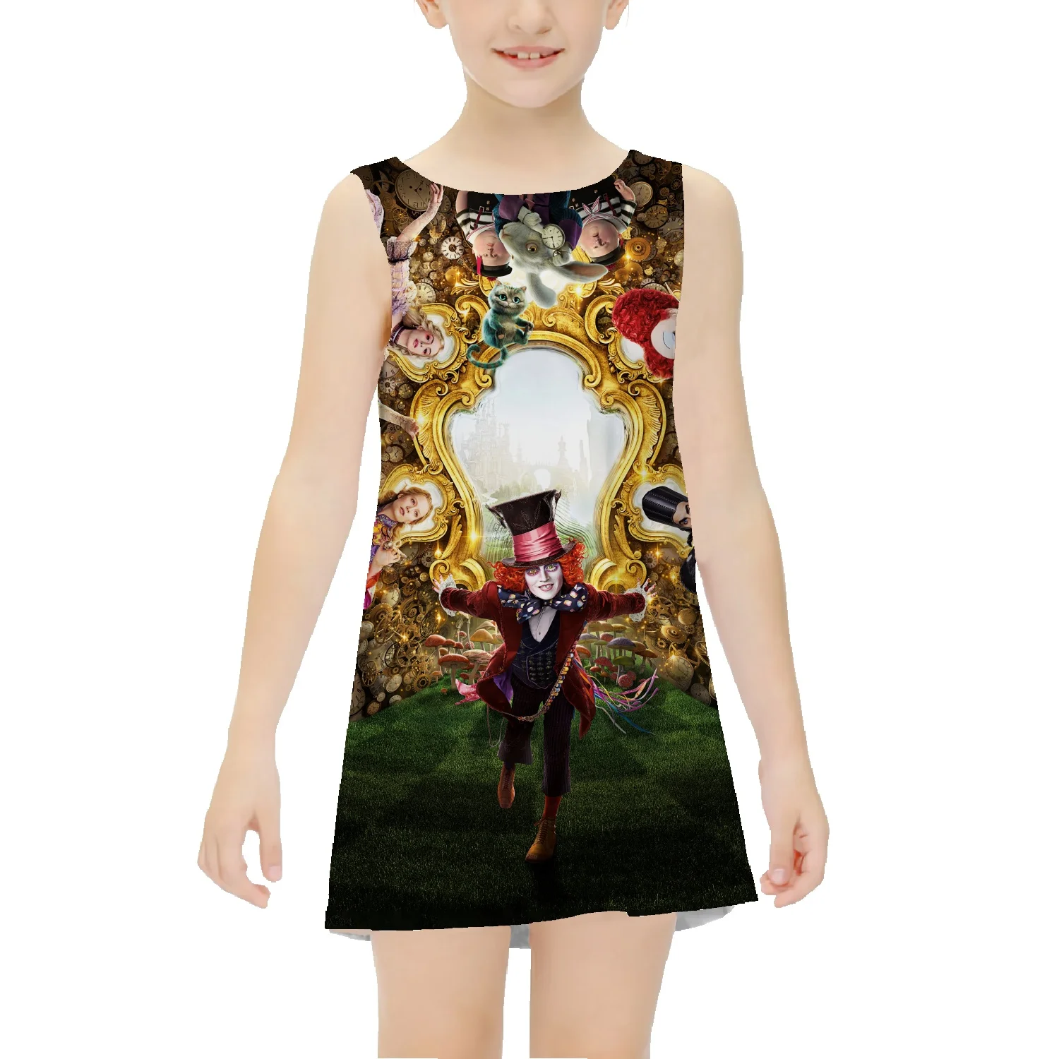 Alice in Wonderland girls dress 2022 new fashion vest beach skirt little girl long skirt big boy foreign style summer dress