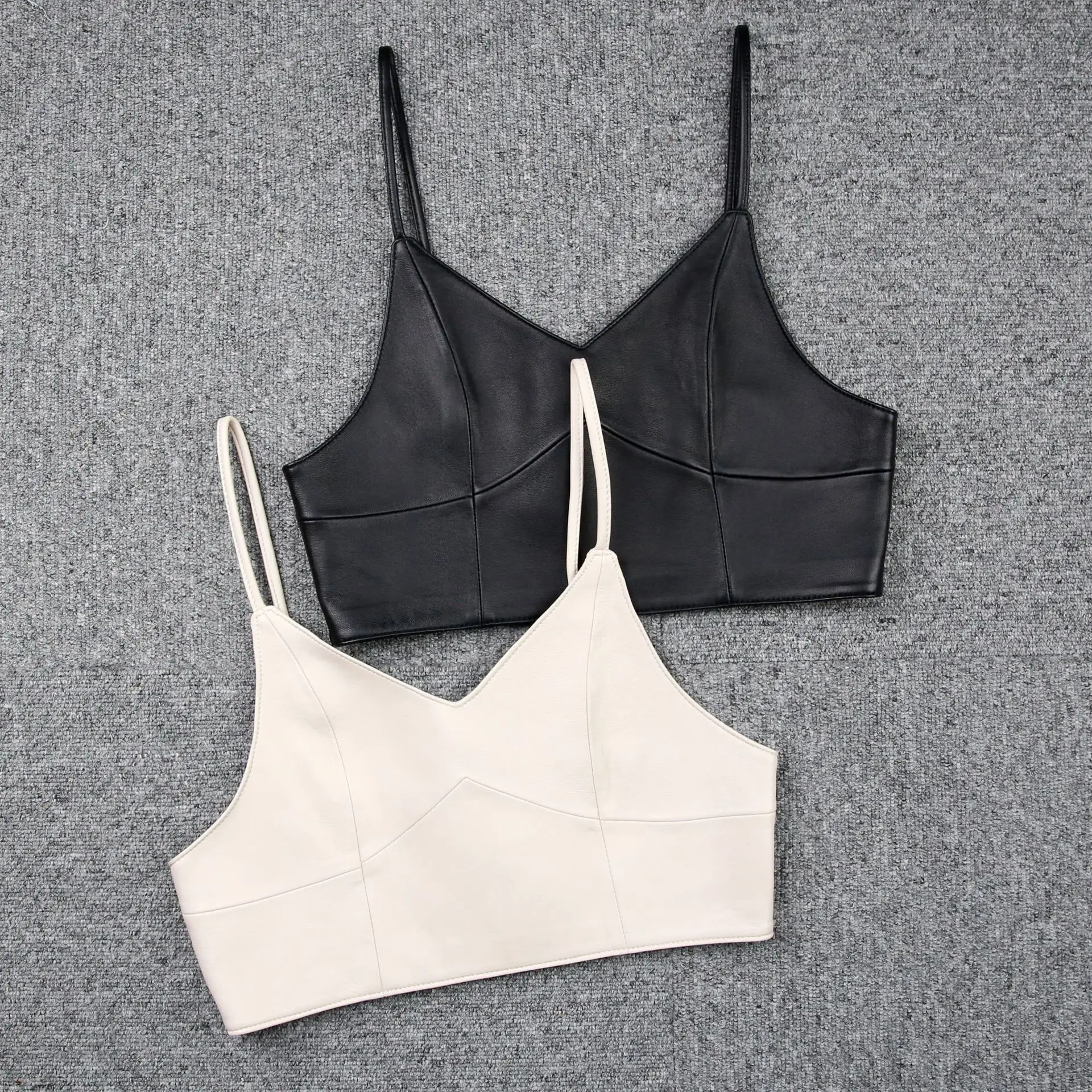 2022 New Simple And Versatile Basic Zipper Vest Leather Sheepskin Small Sling E24