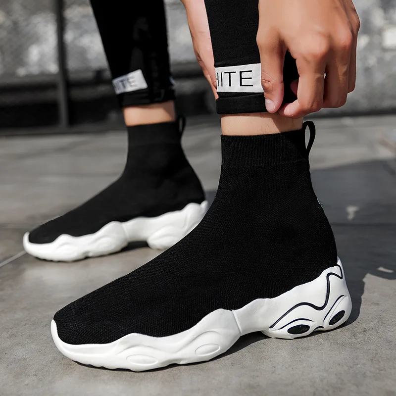 

2022 Unisex Socks Shoes Women Shoes Breathable High-top Boots Fashion Sneakers Stretch Fabric Casual Slip-On Ladies Shoes New