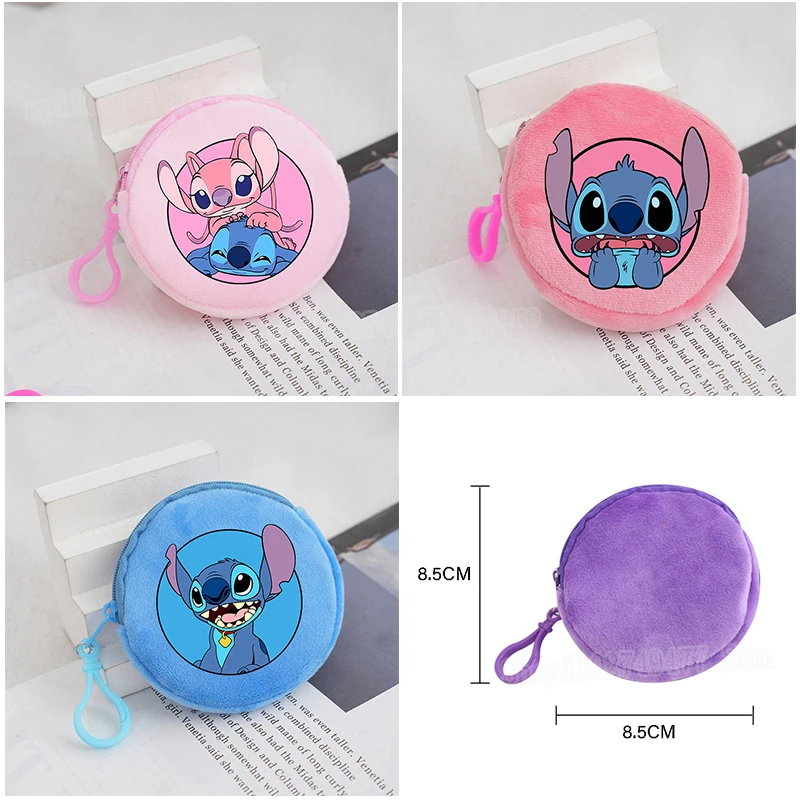 Милый кошелек для монет Disney Stitch Kawaii детский мини-круглый плюшевый украшение lori