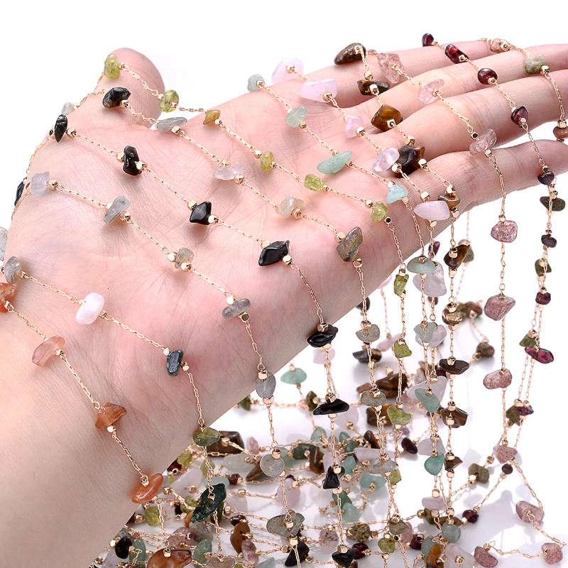 Бисер из натурального камня 1 метр металлическая цепочка гравия неправильной