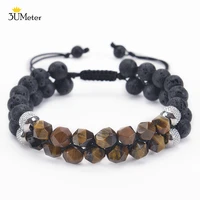 2022 new faceted tiger eyes bracelet irregular natural stone bracelets handmade braided adjustable beads bangle jewelry pulsera