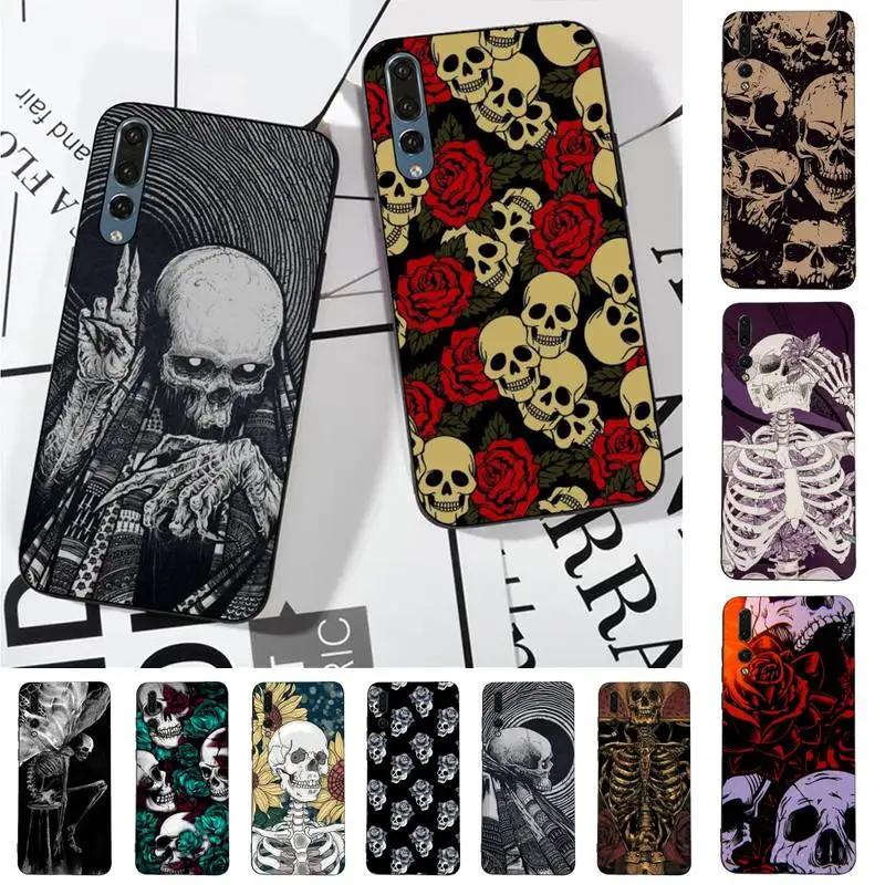 

Gothic Fashion Skull Phone Case for Huawei P30 40 20 10 8 9 lite pro plus Psmart2019