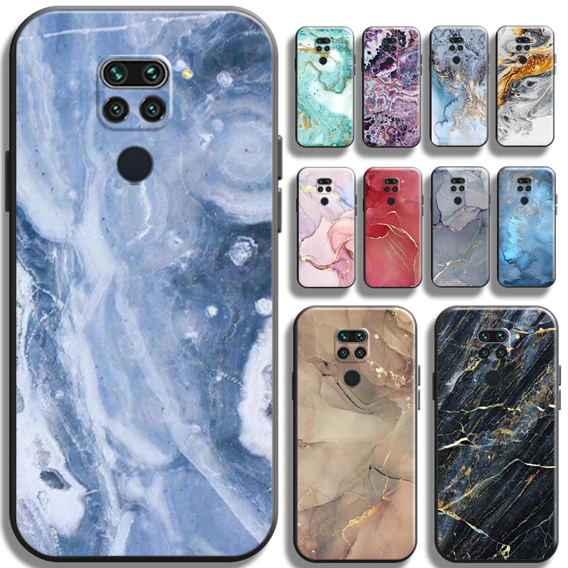 

Watercolor Marble Pattern For Xiaomi Redmi Note 9 9 Pro 9T 5G Phone Case Shell Carcasa Liquid Silicon TPU Black Cover Back