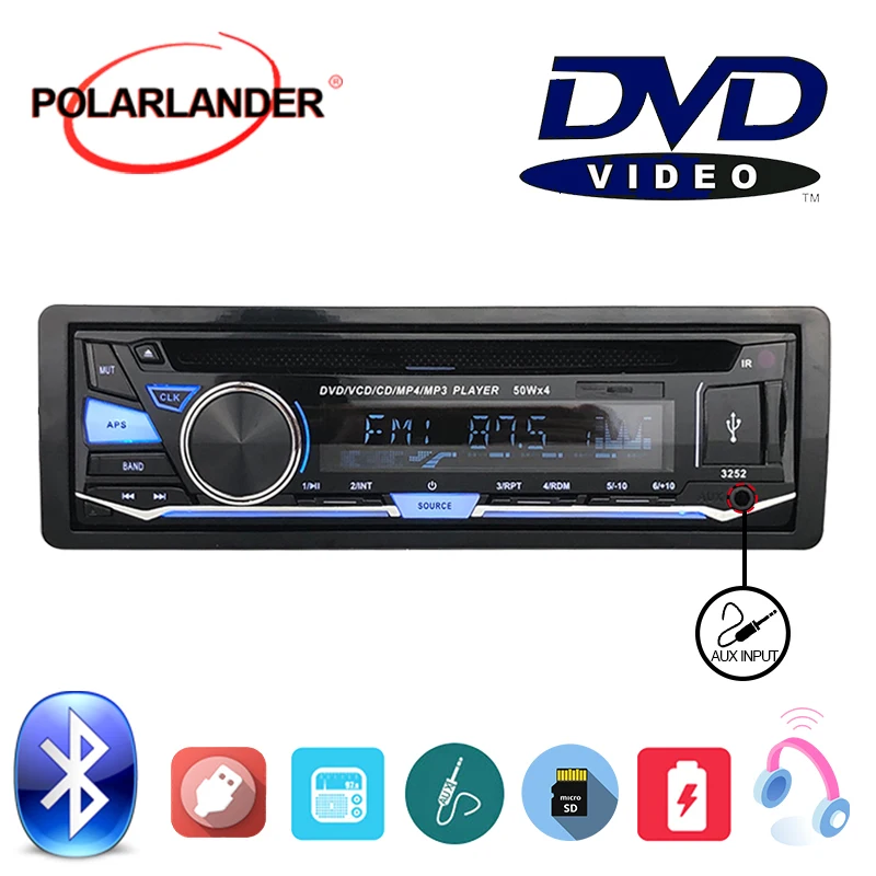 

1 DIN CD DVD аудио для автомобиля Bluetooth громкой связи вызов с дистанционным управлением Съемная панель аудио Музыка FM AUX IN USB SD карта