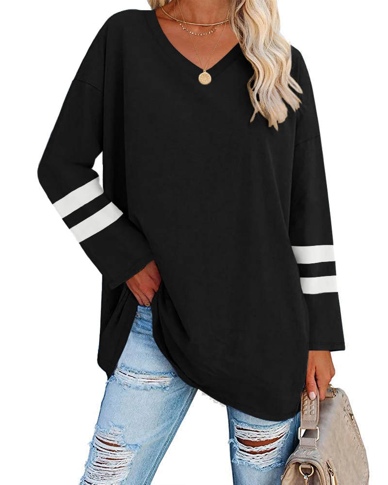 

NEW Women's Oversized Long Sleeve Tops V Neck Loose Casual Tunics T Shirts