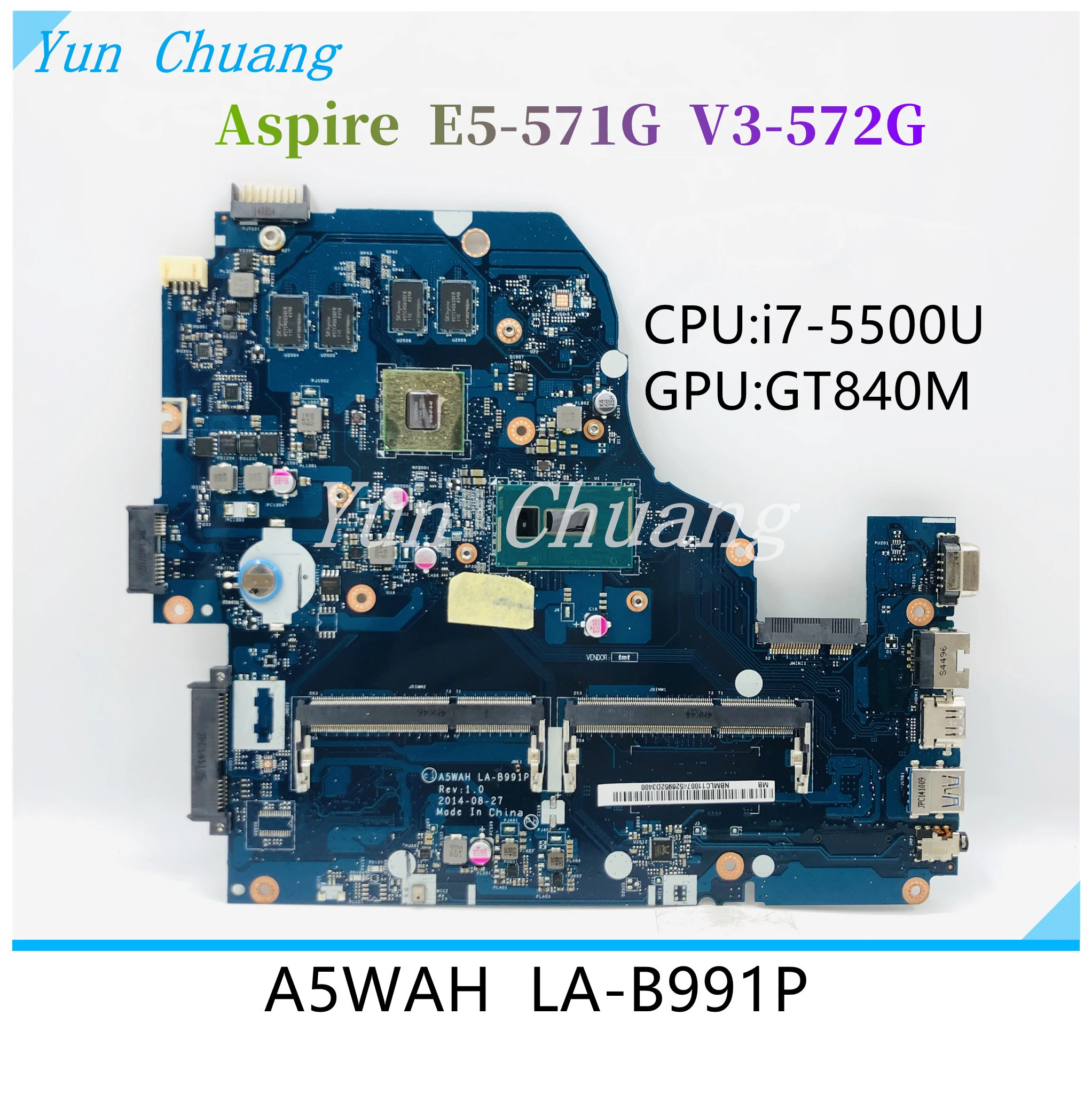 NBMLC11008 для Acer Aspire E5-571G V3-572G материнская плата ноутбука A5WAH LA-B991P с процессором i7-5500U