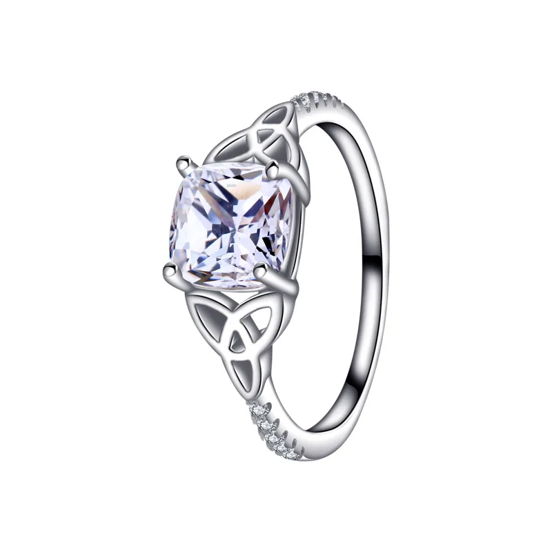 

2023 Fashion New S925 Silver Ring Deluxe Square Set Diamond Women's Ring Simple Design Elegant Personality Wedding Ring