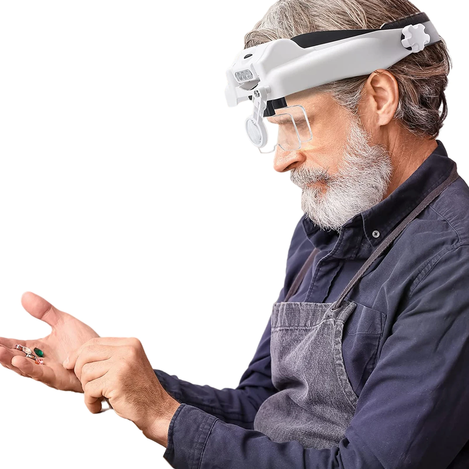 

Headband Magnifying Glass With Light Hands-Free Lighted Magnifying Glass With 3 Detachable Lenses 1.5X 2.0X 8.0X Head Worn