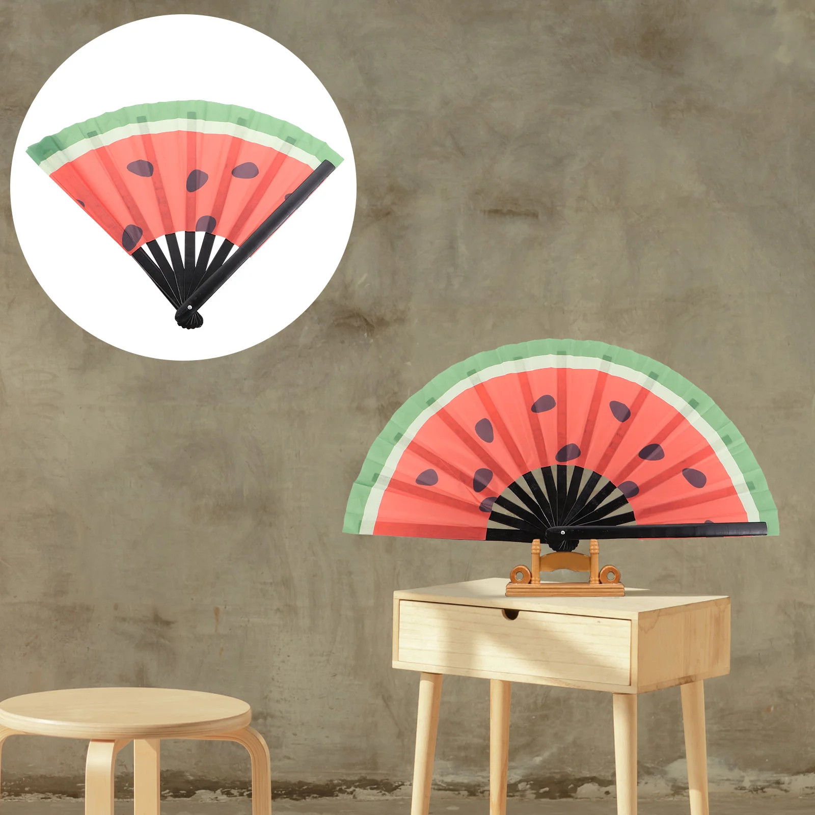 

Watermelon Folding Fan Japanese Decor Style Foldable Japanese-style Printing Decorative Wood Hand