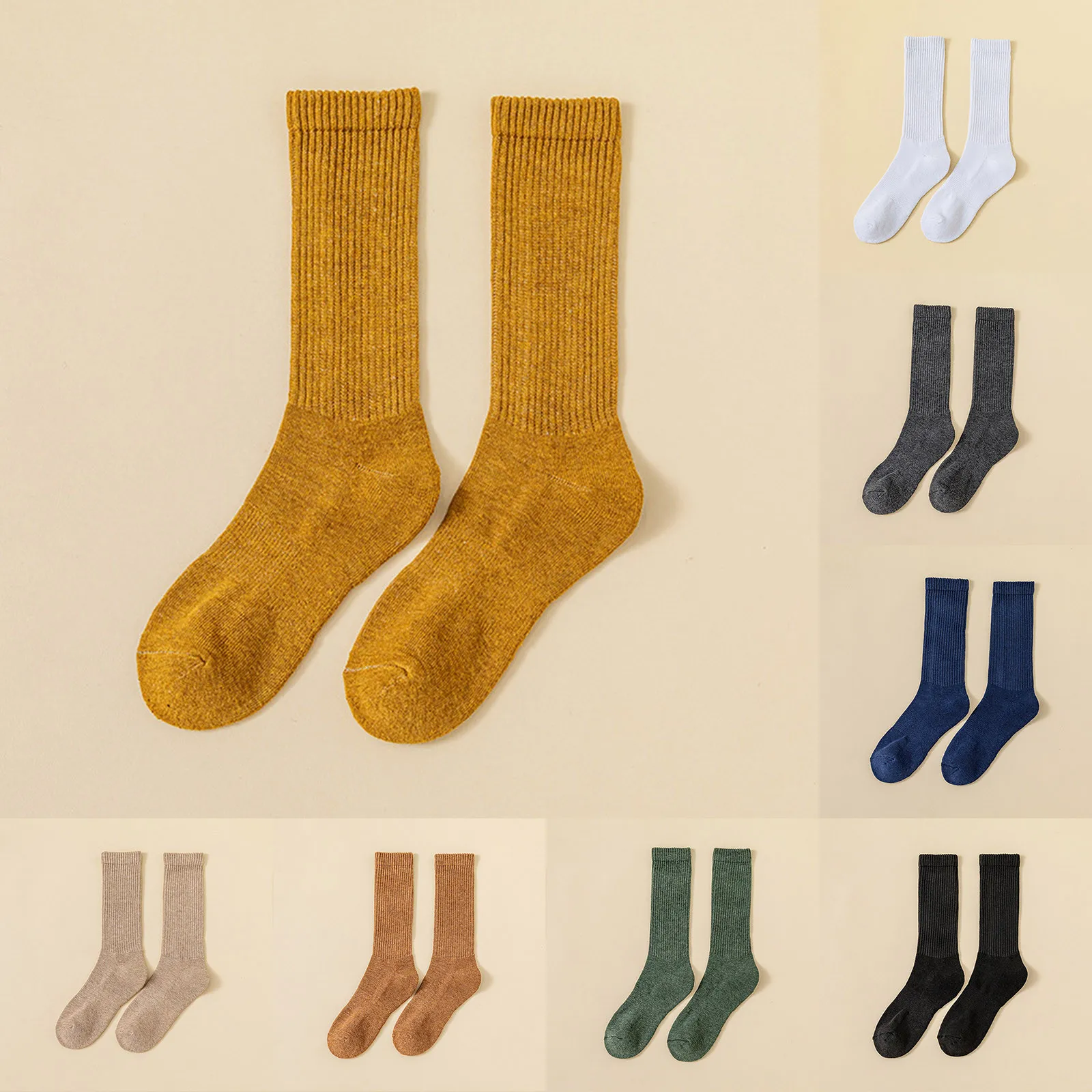 

1 Pair Women Cotton Loose Socks Autumn Winter Knitting Stockings Solid Colors Warm Indoor Outdoor Comfortable Japanese Socks