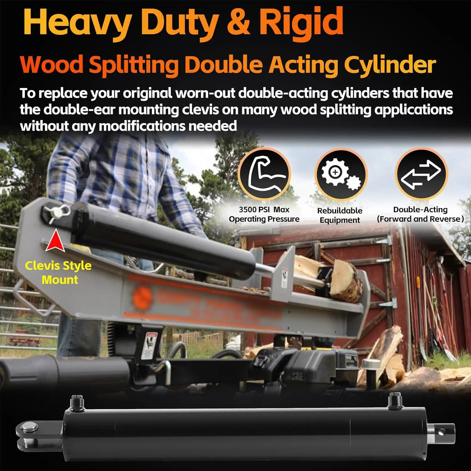 Гидравлический сплиттер MX цилиндр 4 5 дюйма отверстие x 24 ход 1 75 стержень