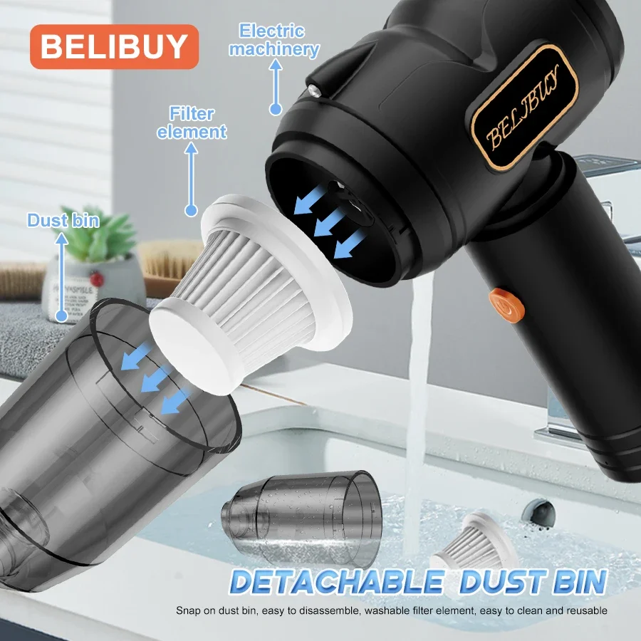 Фото BELIBUY автомобильный пылесос портативный небольшой пылесос для многоцелевых автомобилей небольшой бытовой ручной автомобильный пылесос №3