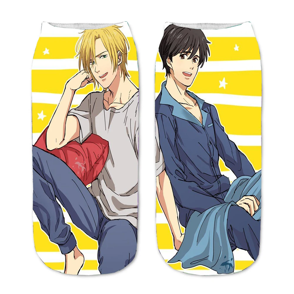 

Cartoon Print Adult Socks Men Women socks Cosplays Sock Teenager Hip Hop Casual Socks For Anime Banana Fish Cartoon Cute Socks