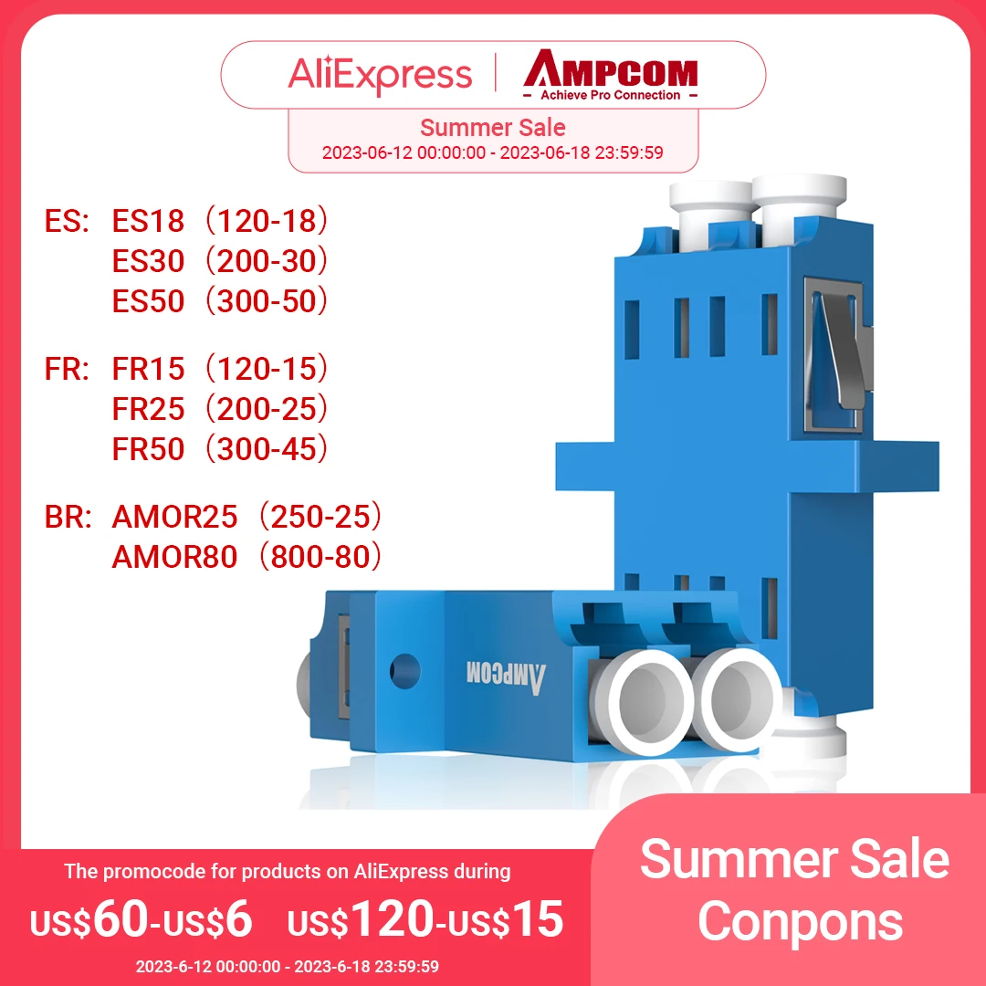 AMPCOM 48pcs LC UPC Fiber Optical Coupler Adapter LC to LC Simplex Duplex Connectors Single mode Multimode Flange Optic Adapter