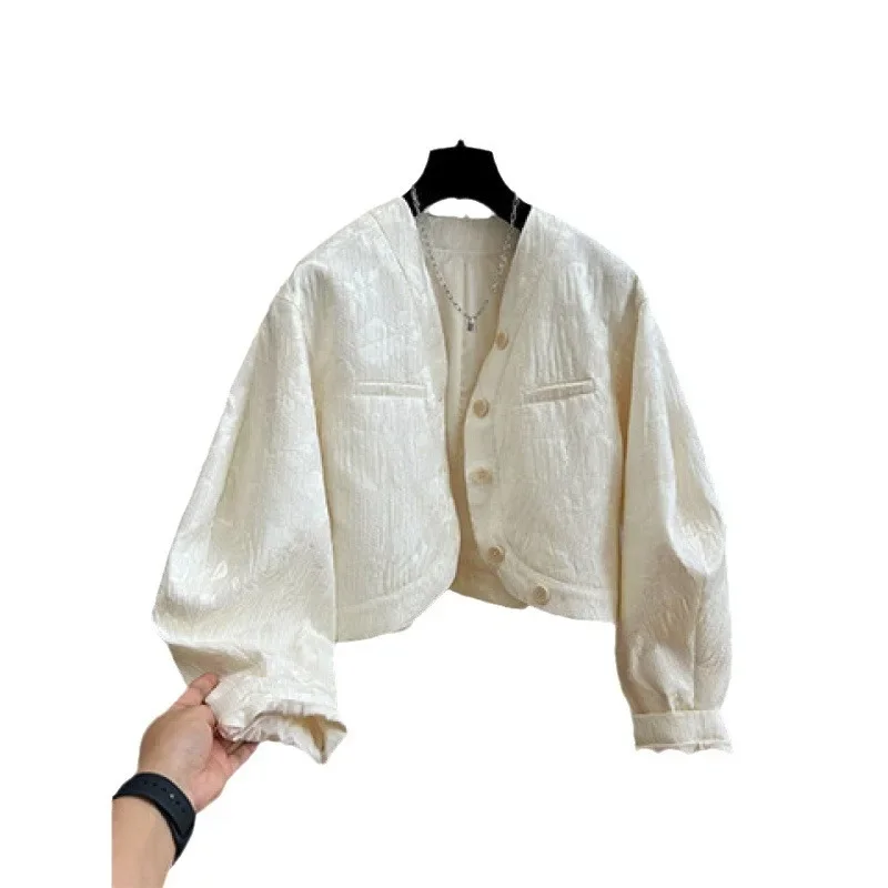 Новинка Осень 2024 Повседневная укороченная куртка из овечьей шерсти с рукавами