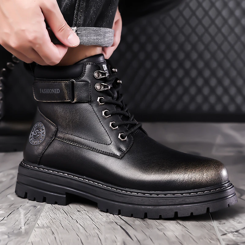 Мужские зимние ботинки из натуральной кожи