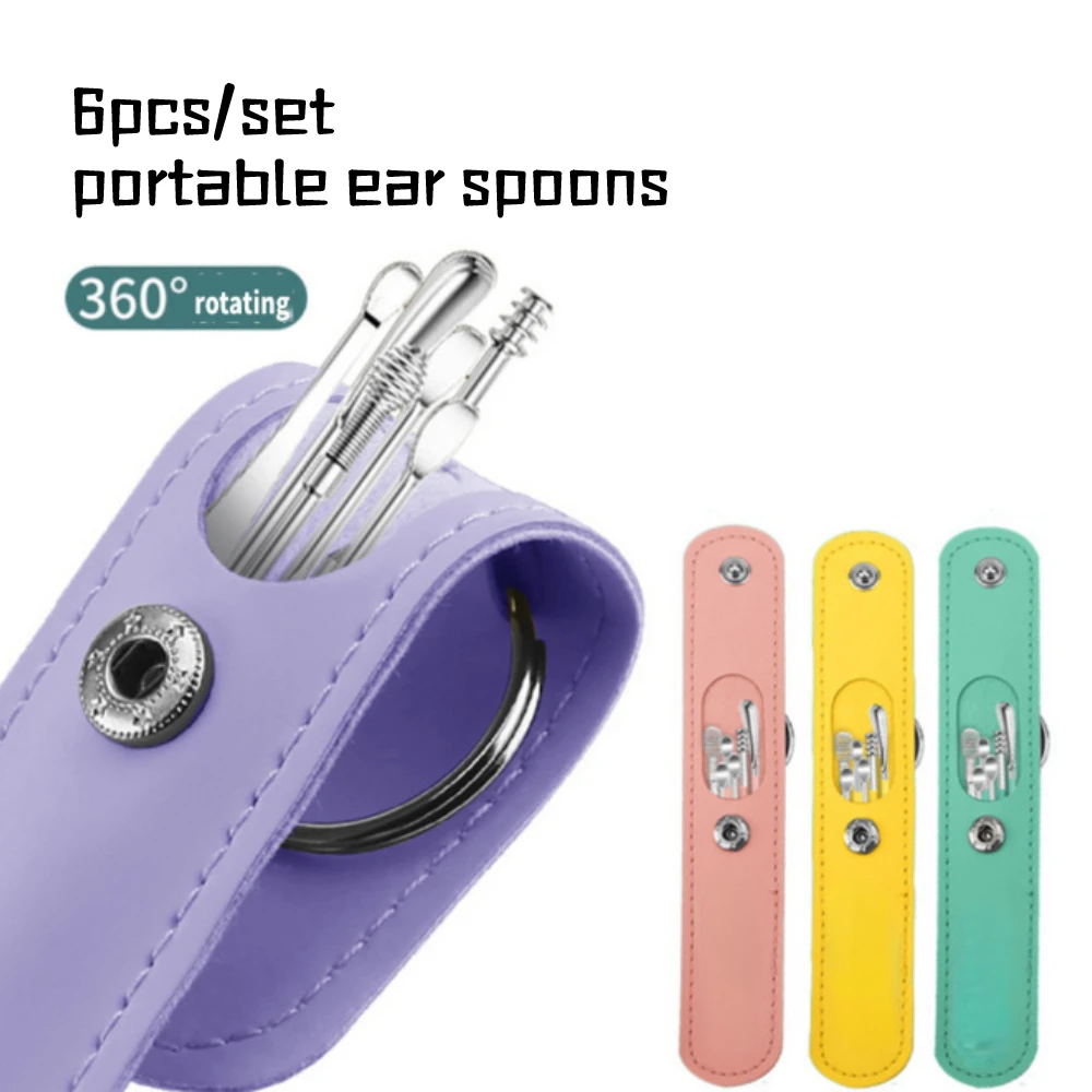 

6pcs/set Stainless Steel Ear-picking Spoon Screw Ear-cleaning Ear-digging Spoon Instrument Set Professional Ear Cleaner