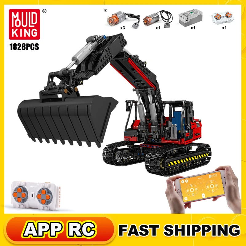 

Mould King Technical Rc Engineering Car Building Kits 1828pcs App Motorized Excavator Truck Model Moc Bricks Children Toys Gift