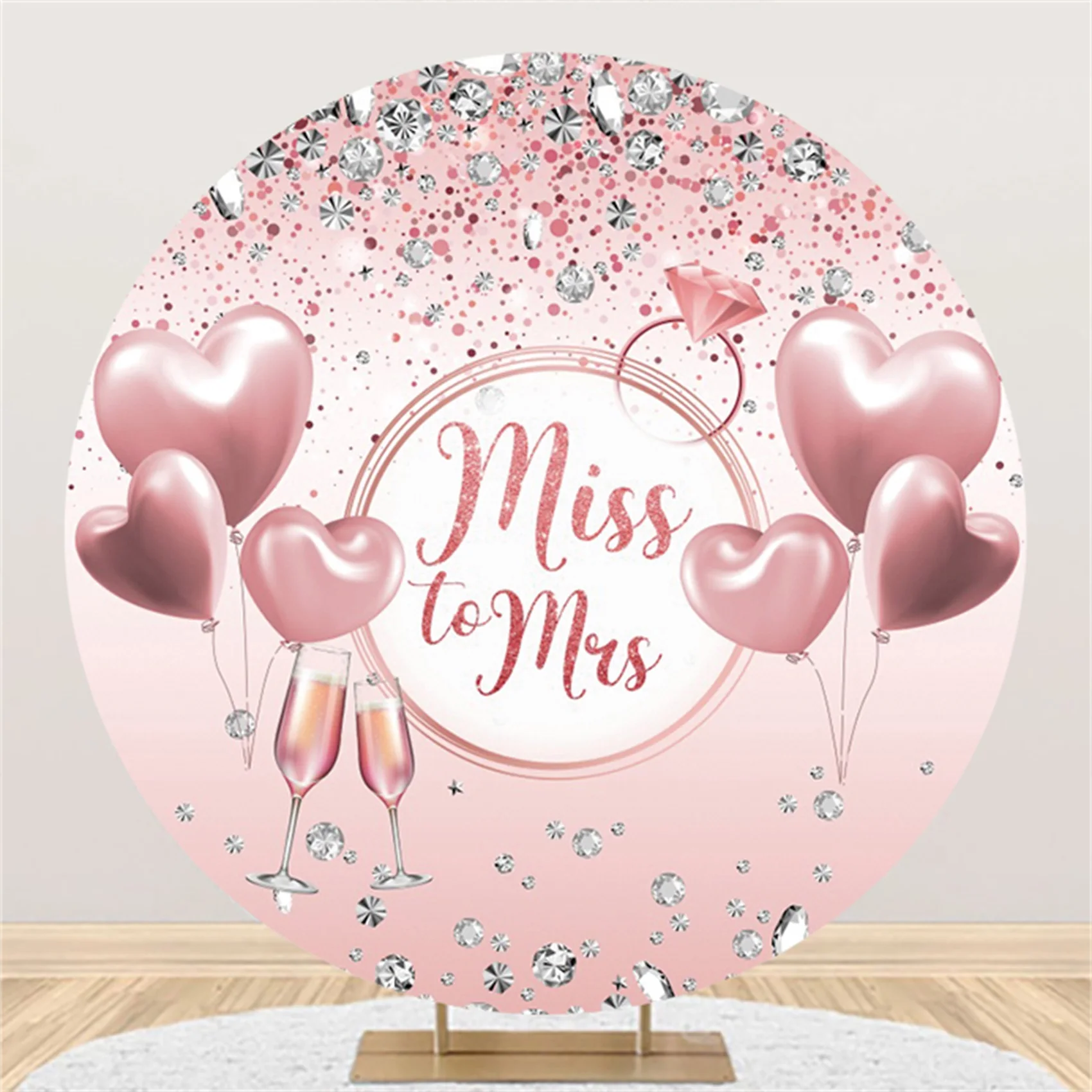 

Pink Floral Bachelorette Miss To Mis Bride To Be Backdrop Photography Background Decorations Party Supplies Champagne Diamond