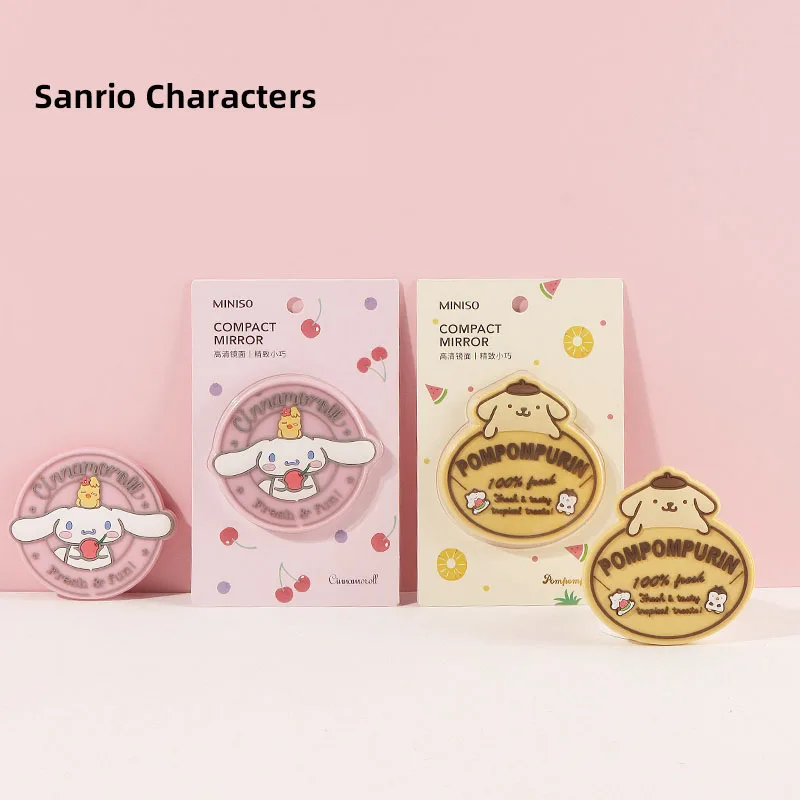 

Kawaii Cinnamoroll Pompom Purin Sanrioed Small Mirror Cartoon Cute Anime Silicone Single Sided Portable Mirror Girls Mini Mirror