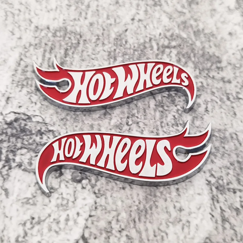 

1 пара металлических наклеек, эмблема Hot Wheels, наклейка, украшение для стайлинга автомобилей, стандартная наклейка, значок на кузов, боковой значок
