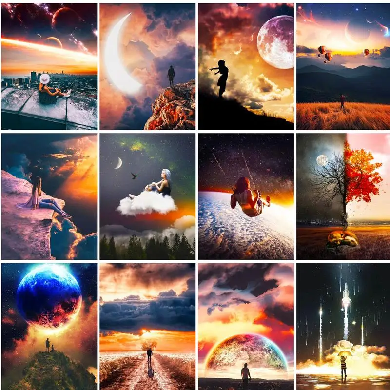 

RUOPOTY DIY Pictures By Number Sunset Landscape Kits Home Decor Painting By Numbers Scenery Drawing On Canvas HandPainted Art Gi