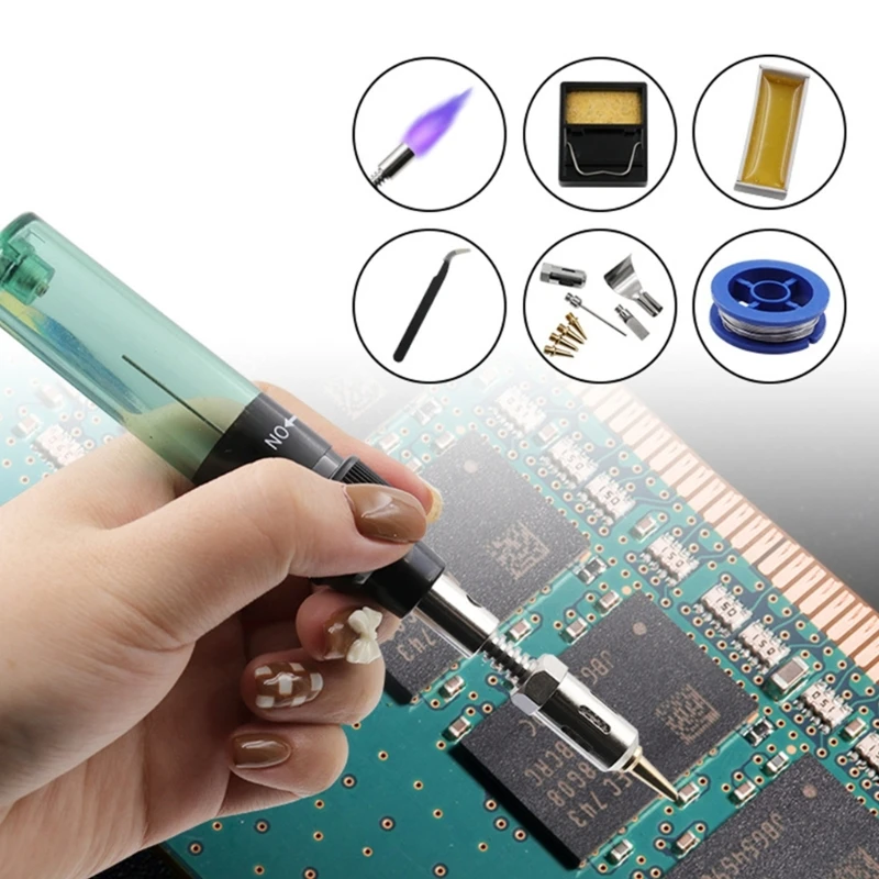 12 in 1 Portable Gas Soldering Iron Gas Blow Torch Gun 1300Celsius Gas Set Adjustable Flame Weld Tools Heat Blower