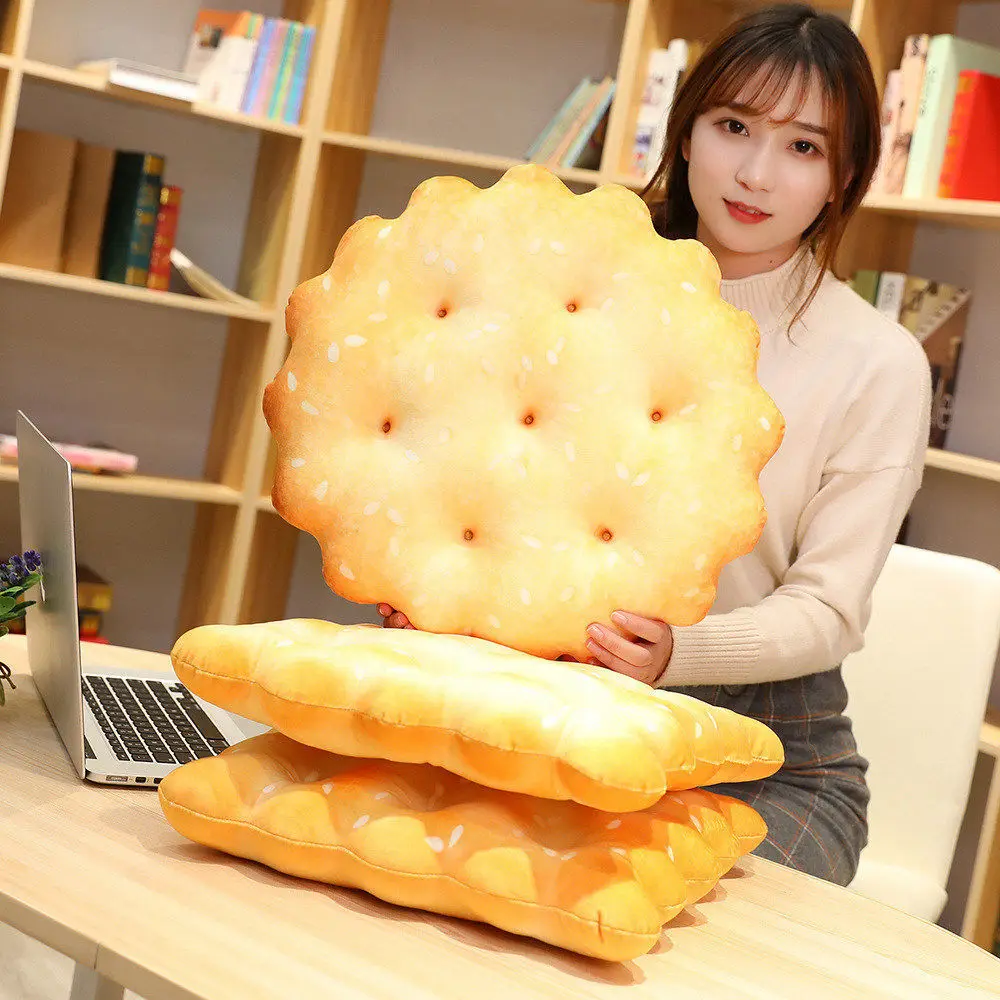 

Cute Simulation Biscuits Plush Cushion Stuffed Round Cookie Plush Toys Lifelike Soft Food Pillow Chair Car Seat Funny Gifts 40cm