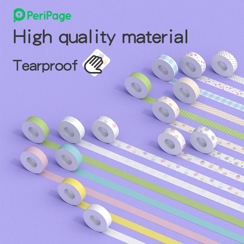 

PeriPage Label Printer L1 Official Tape White Colorful Transparent Sticker Sticky Paper Journal Item Folder Tag
