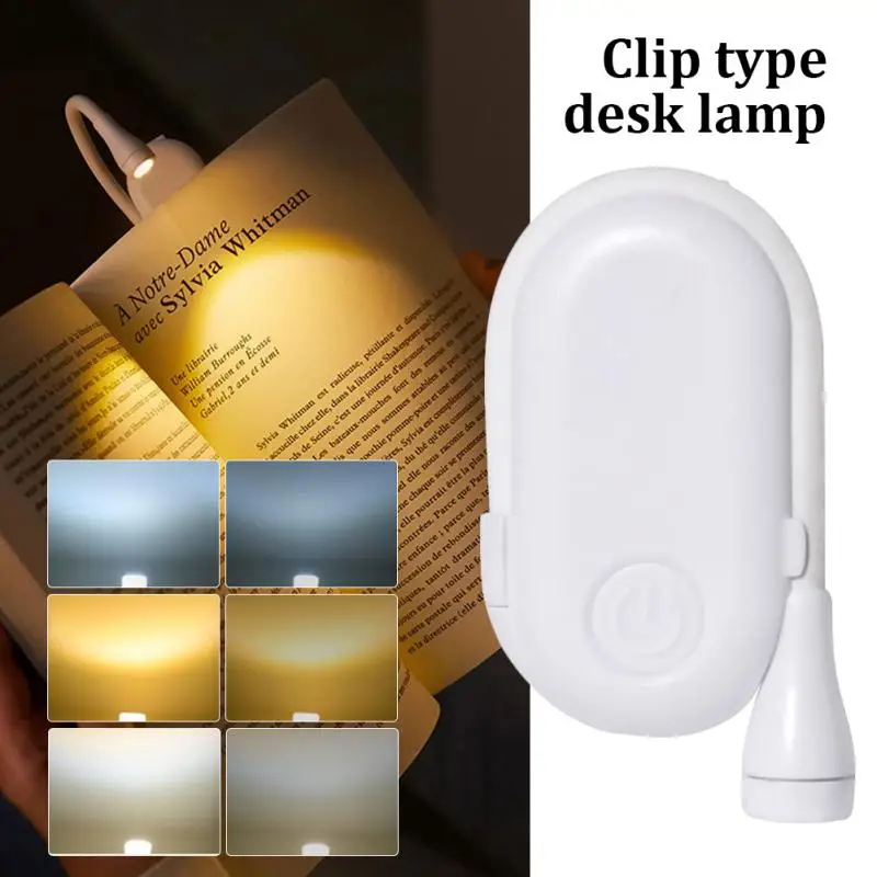 

1~5PCS Rechargeable Book Light Mini LED Reading Light 3-Level Warm Cool White Flexible Easy Clip Lamp Read Night Reading Drop