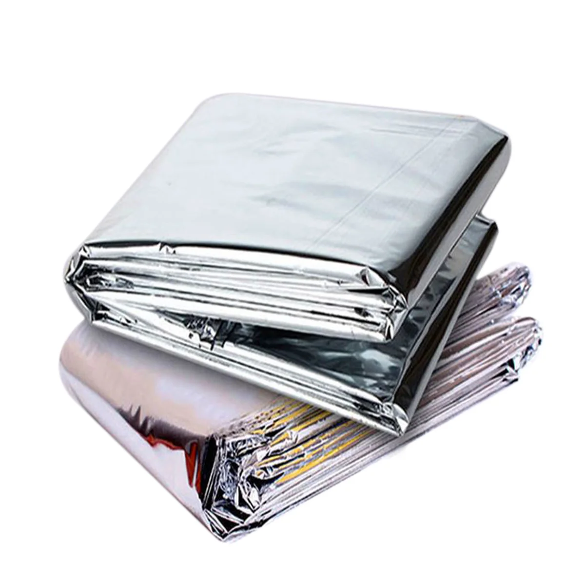 

2pcs 210*130cm Outdoor Survival Emergency Warm Blanket Foldable Waterproof Heat Reflective Mylar Film Thermal Blanket for First