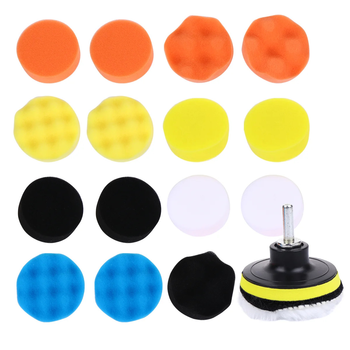 

22 Car Polishing Buffing with Sponge Pads Woolen Buffer Drill Adapter Car Care Accessories for Polishing Waxing Sealing ( Auto