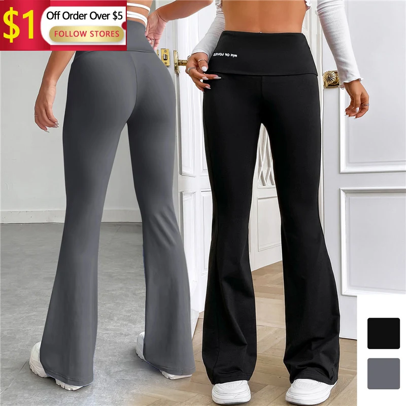 Flare Leggings Yoga Pants Women High Waist Wide Leg Pants Women Gym Sports Black Flared Pant Plus Size Dance Trousers 2023 New