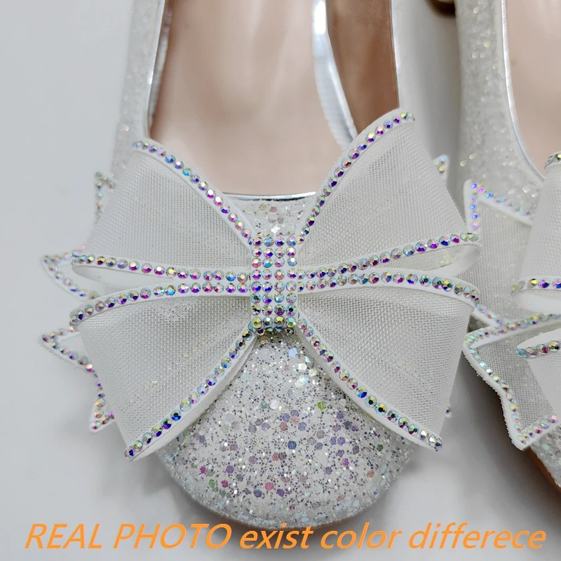 Girseaby Женские туфли-лодочки Mary Hots с пряжкой и бантом серебристые золотые блестки