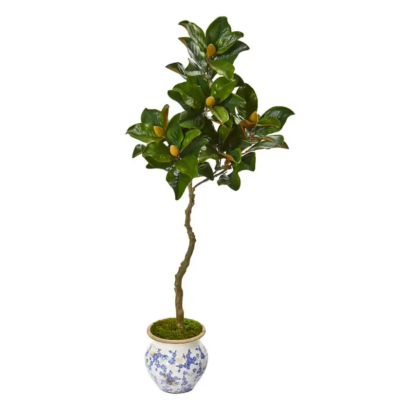 

Magnolia Artificial Tree in Vintage Floral Planter