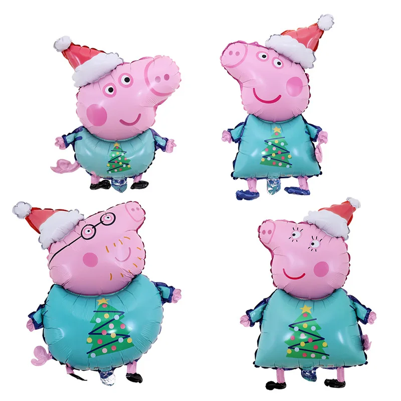 

Genuine Hasbro Peppa Pig Christmas Balloon Cartoon Page George Family Aluminum Film Balloon Children's Birthday Decoration