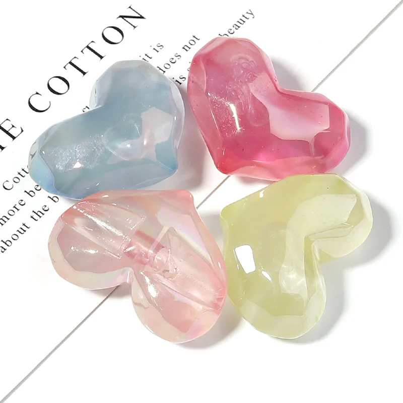 

5pcs/Lot AB Color Faceted Love Heart Acrylic Beads for Jewelry Making Loose Spacer Beads DIY Bracelet Necklace Accessories