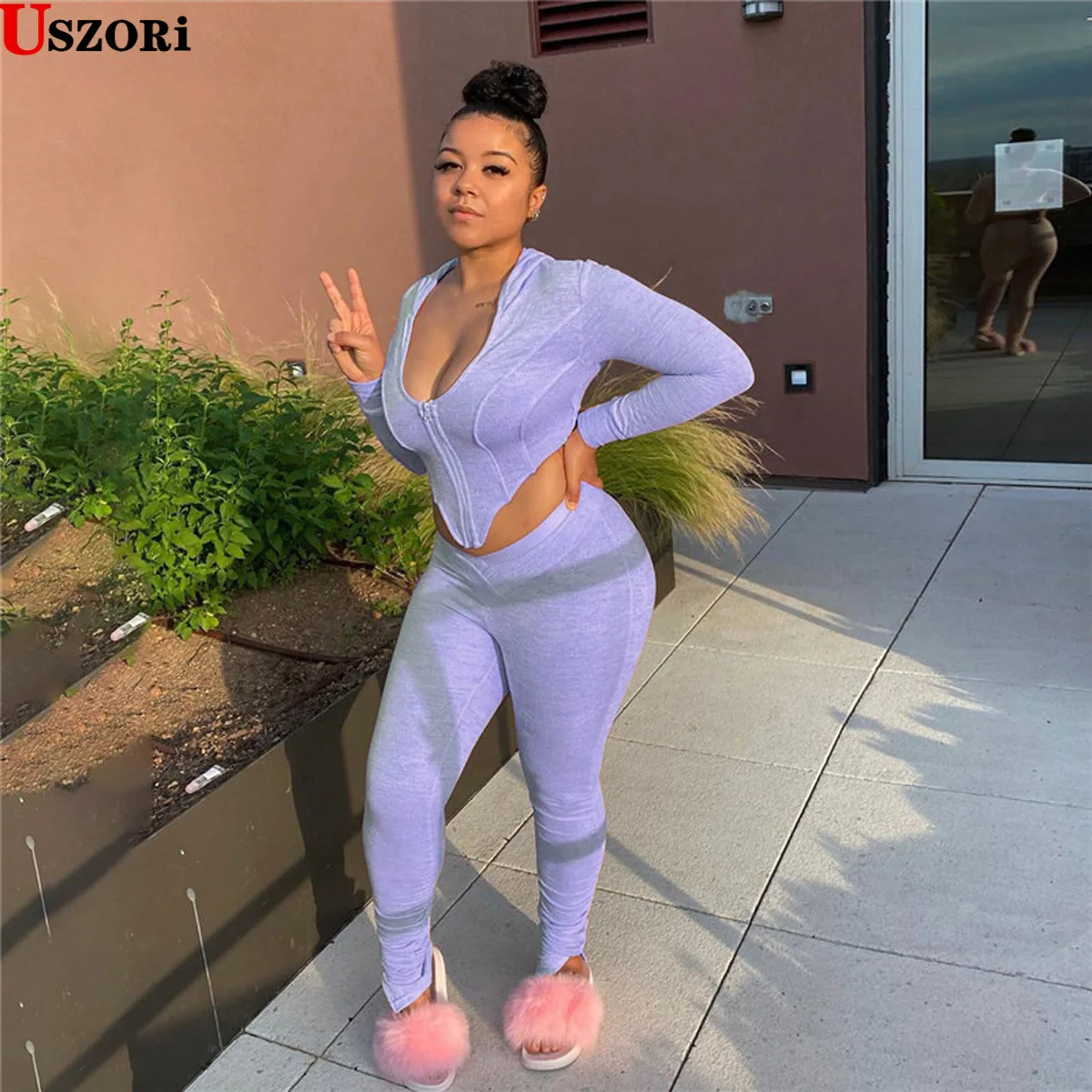 

Женский спортивный костюм с длинным рукавом, однотонный кардиган с капюшоном, повседневная плиссированная спортивная одежда, осень 2022