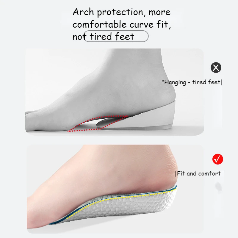  Foot Bow Support Height Shoe Pad Men Women Stealth Soft Bottom Breathable Sports Shock Absorbing Foot Semi-Pad Summer Mi