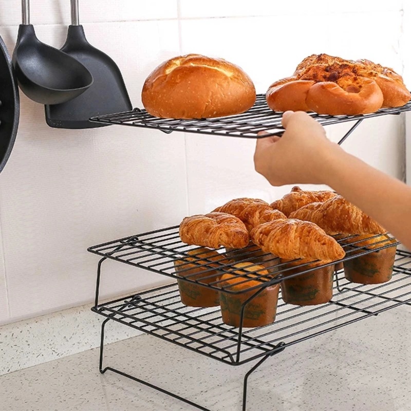 

Carbon Steel Wire Grid Cooling Tray Oven Kitchen Baking Pizza Bread Barbecue Cookie Biscuit Holder Shelf Cake Food Rack